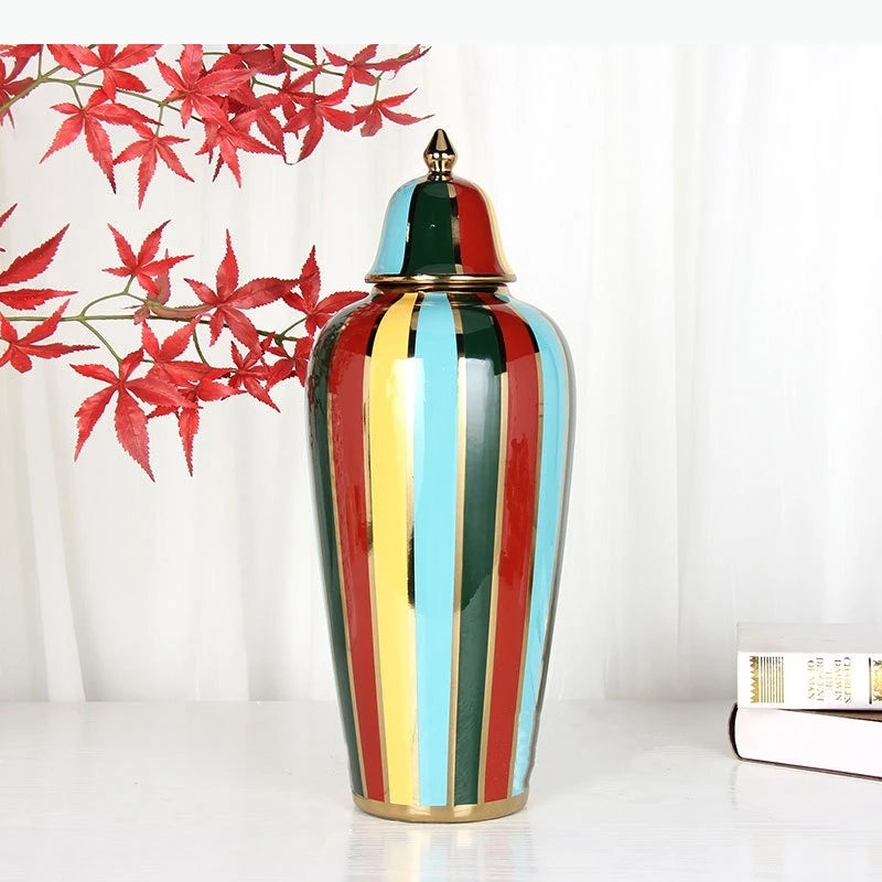 vases decoratifs couverts couleur brillants moderne decoration maison rouge vert bleu
