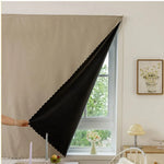 rideau opaque polyester scalloped edge moderne maison beige noir