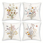 taies d'oreiller imprimées motif floral papillons moderne polyester blanc zip 40x40cm 45x45cm 50x50cm 60x60cm