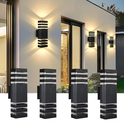 Applique murale extérieure moderne carrée chrome poli éclairage terrasse