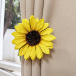 attache rideau fleur solaire décorative maison bohème champêtre intégrée fenêtre polyester Jaune Marron