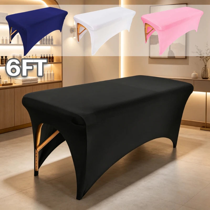 housse table salon noir blanc rose bleu marine uni polyester élastique ajustée moderne stretch