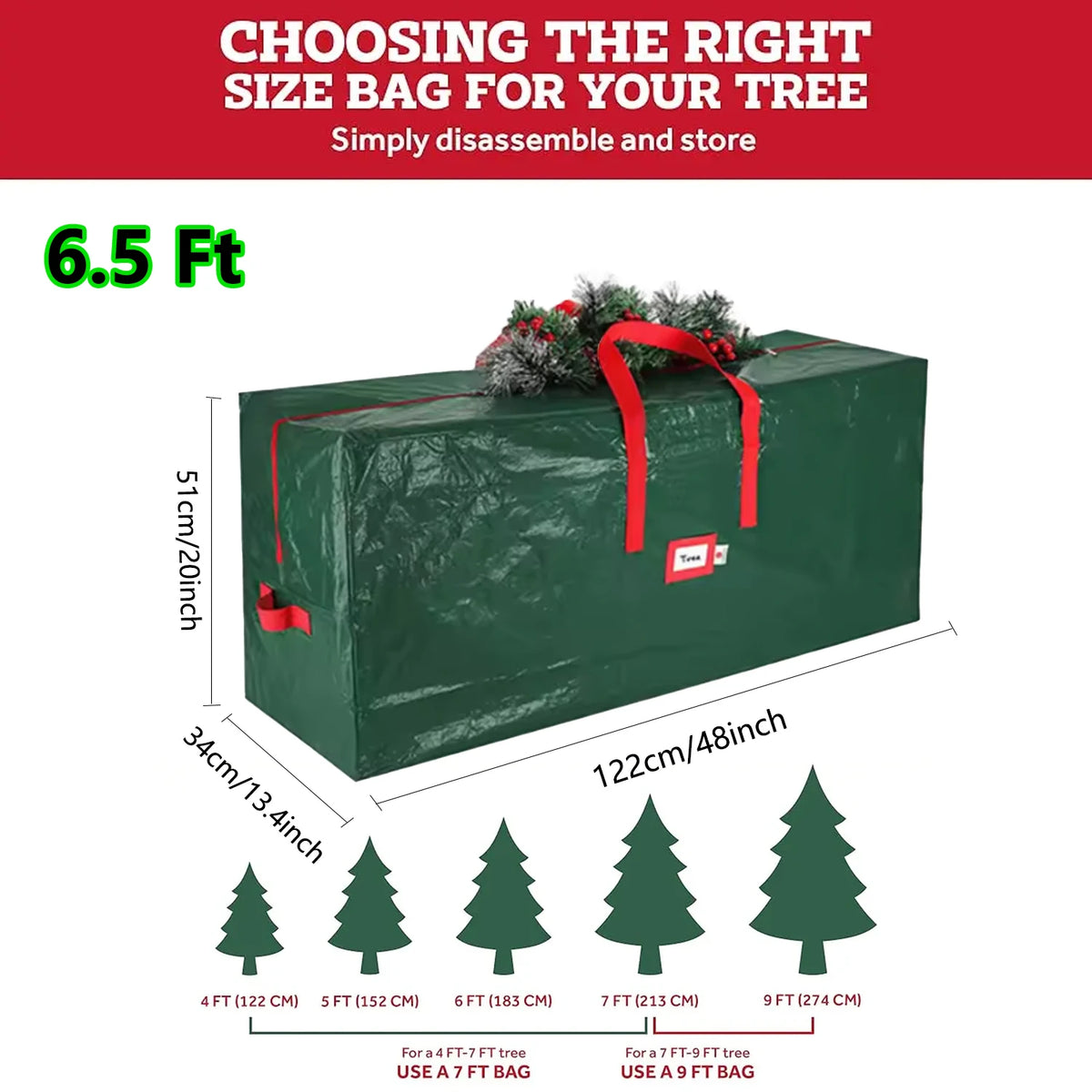 sac rangement sapin noël imperméable durable poignées robustes réutilisable extra large vert rouge gris