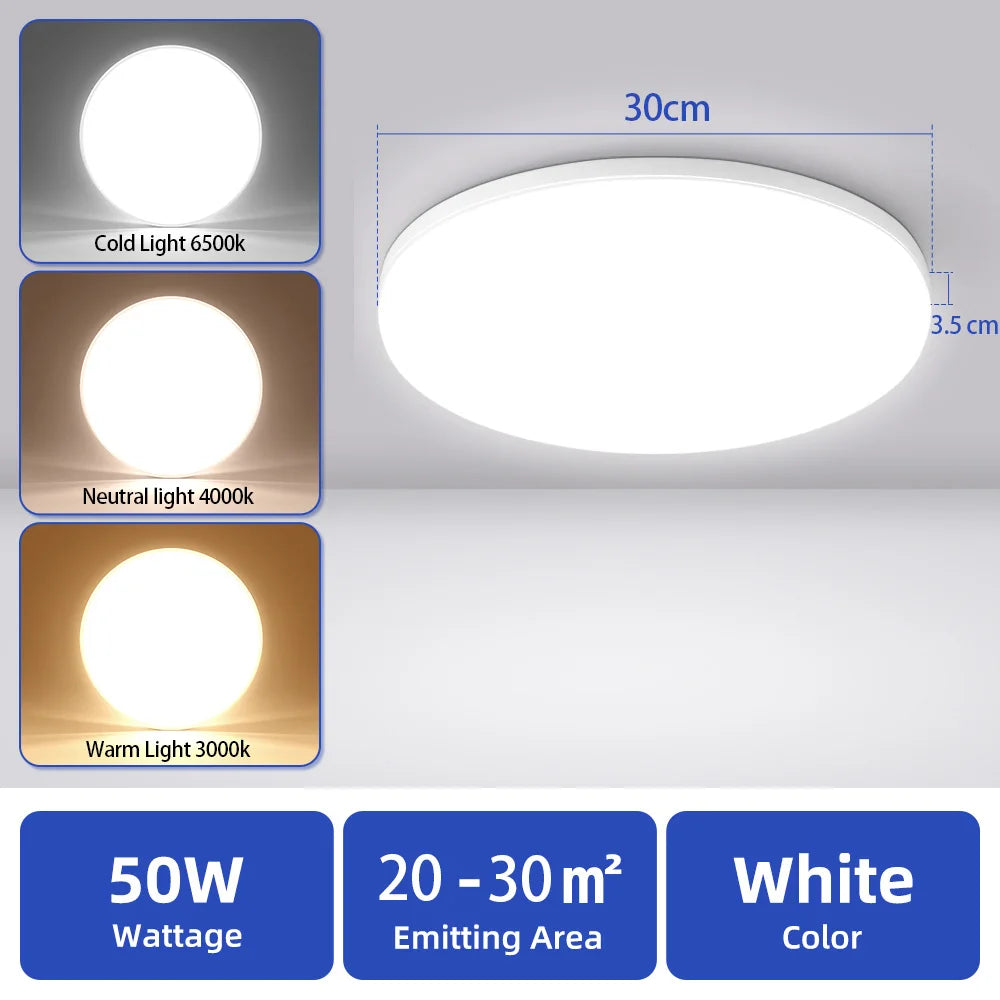 plafonnier led moderne blanc rond ultra mince éclairage quotidien surface opaques vis câbles électriques