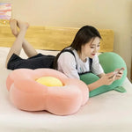 coussin fleur plush orange jaune vert rose blanc moderne long doux décoration salon chambre