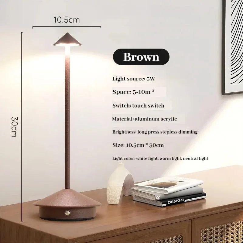 lampe table rechargeable usb blanc noir doré marron moderne minimaliste tactile ajustement luminosité