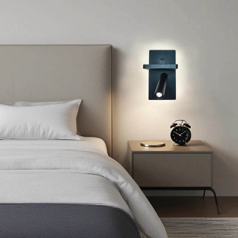 lampe murale moderne recharge sans fil prise usb chambre salon étude cuisine