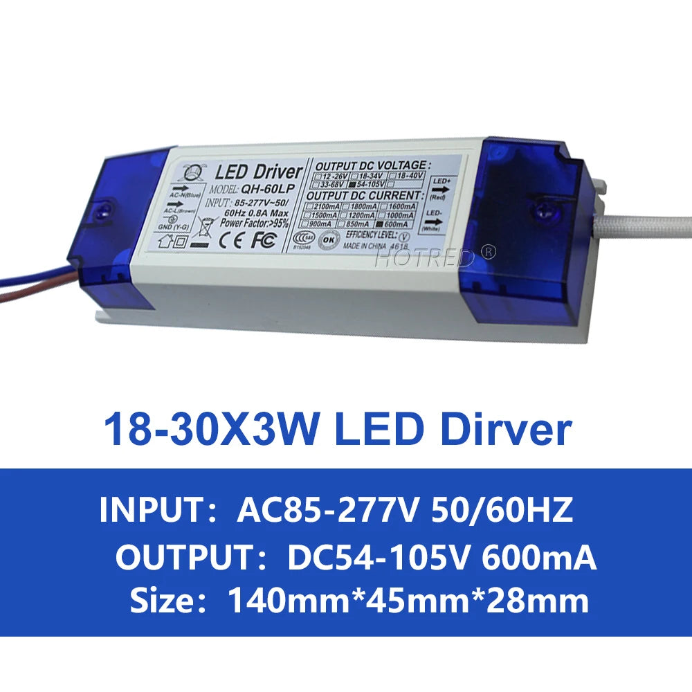 pilote led 600ma 3w 20w blanc moderne adhésif câbles certification rohs symboles sécurité