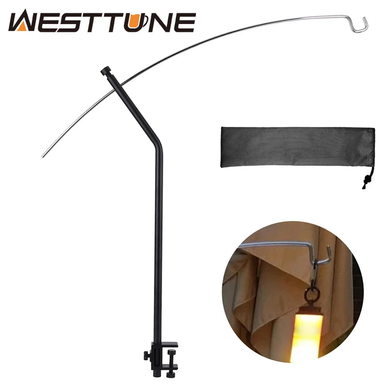 support lampe camping aluminium noir clips portable réglableextérieur moderne camping pique nique