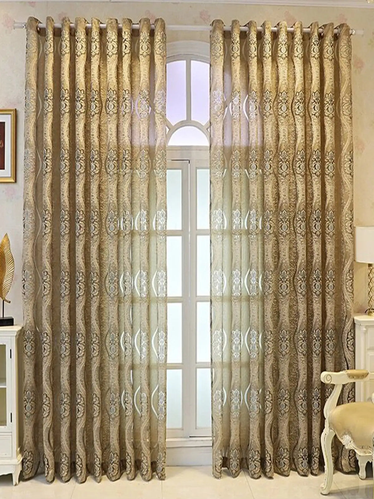 rideaux perforés européens motif floral polyester translucides salon sans fin européen ornements tringle rideaux