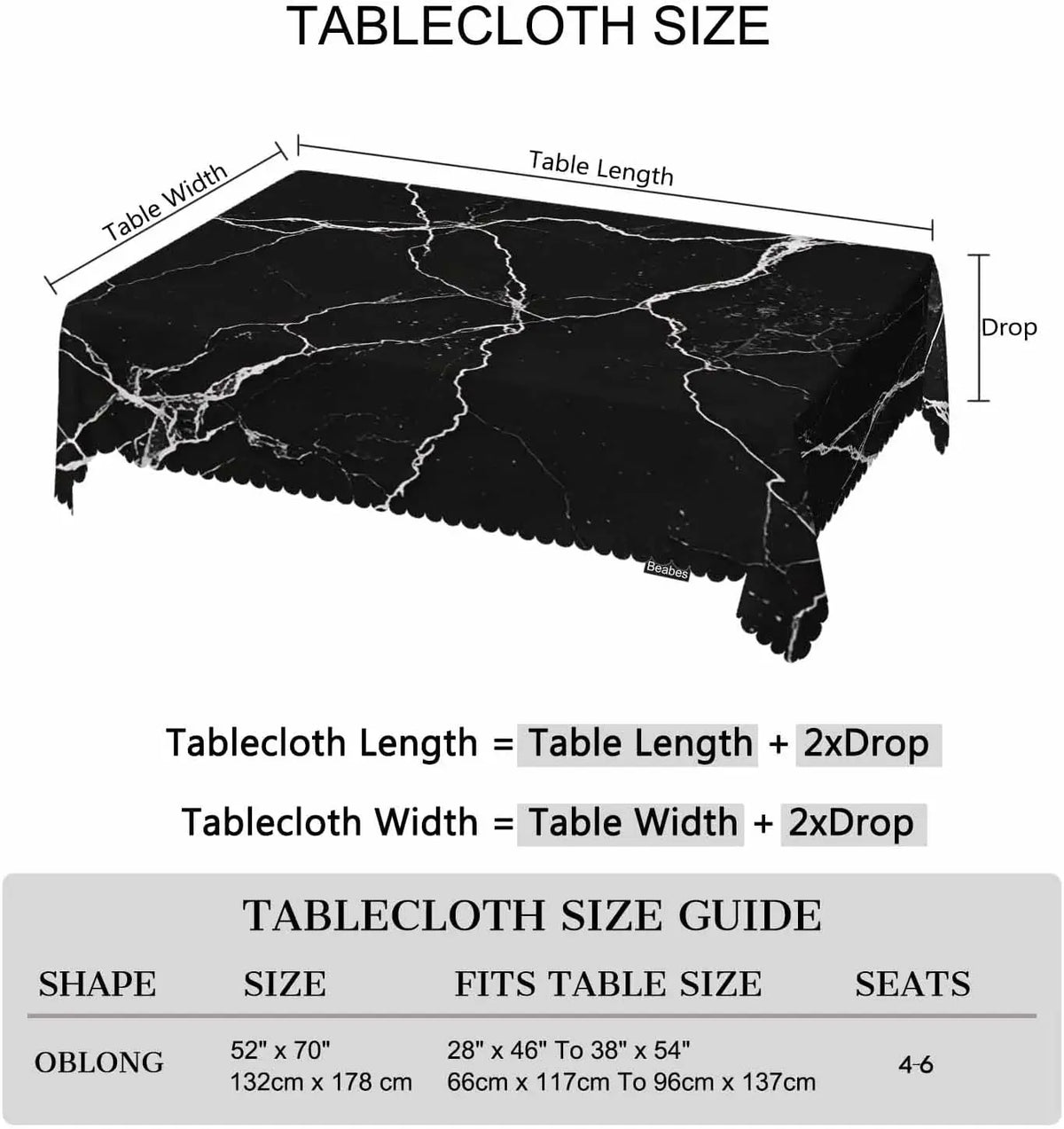 nappe table marbre noire blanche moderne rectangle réutilisable polyester geometrique