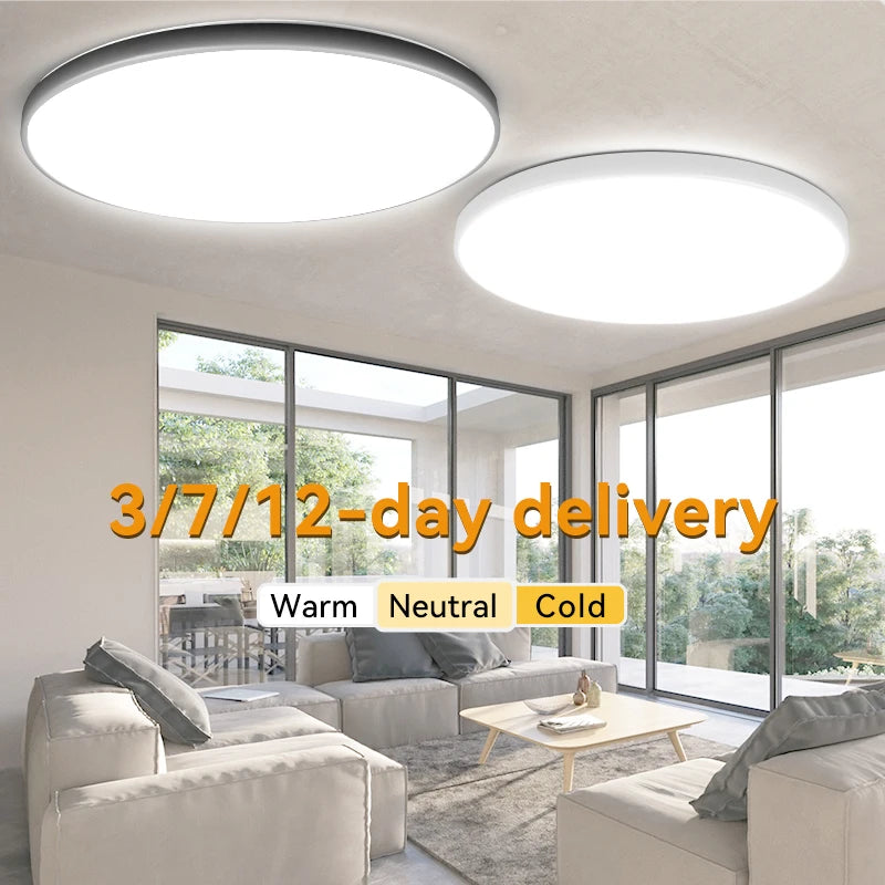 lampe led plafonnier blanc moderne 27cm diamètre 5cm épaisseur 18w 30w