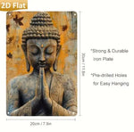 statue bouddha aluminium relief sculpté gris brun beige décoration murale intérieur extérieur (Seulement 14