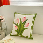 coussins peluche motifs floraux brodés modernes respectueux environnement multicolores maison hospitalité