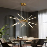 suspension lumineuse or blanc moderne sources lumineuses étoile lignes droites
