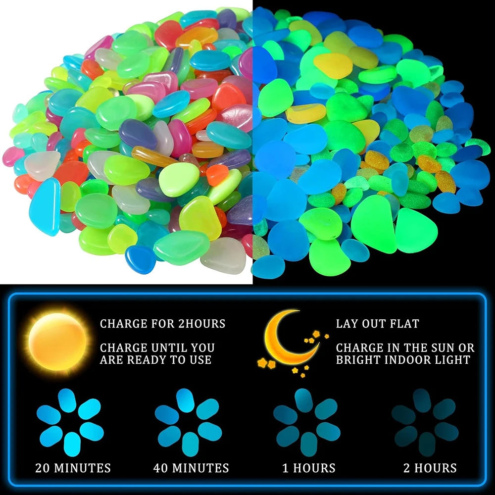 pierres fluorescentes lumineuses extérieures modernes bleu vert orange jaune semi translucides 50pc 100pc 200pc