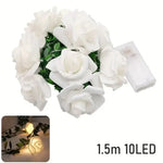 guirlande lumineuse rose blanc fleurs artificielles decoration saint valentin veilleuse led mariage festive
