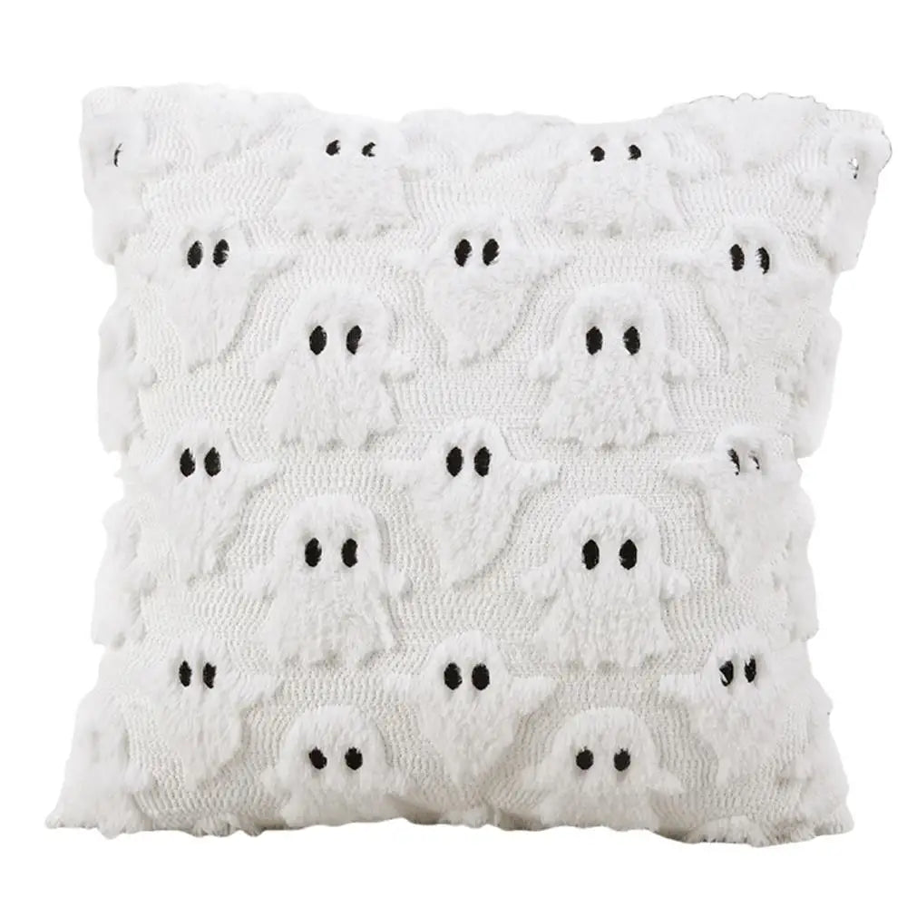 coussin halloween blanc orange citrouilles fantômes doux épais décoration festive