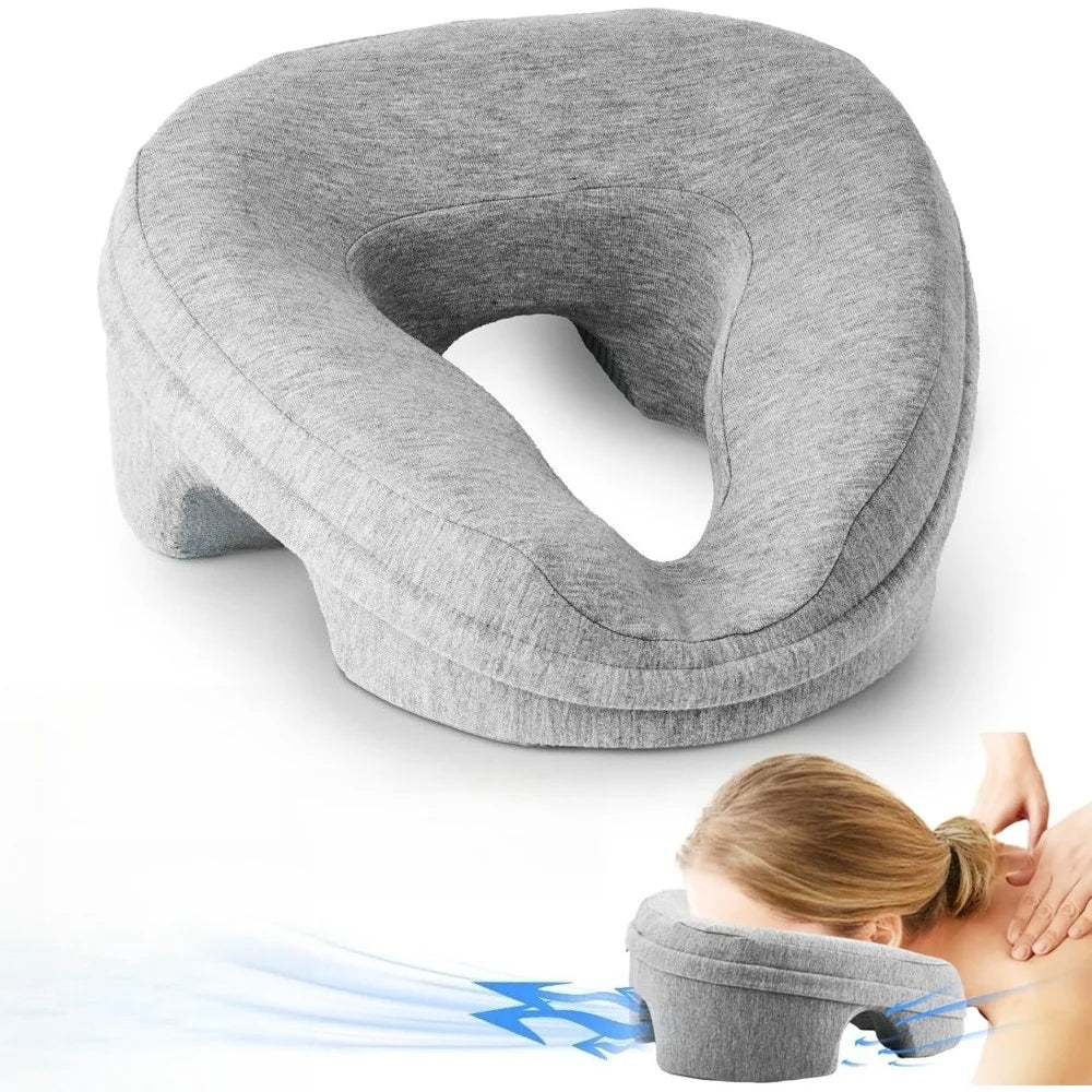 coussin voyage ergonomique gris clair tissu doux moderne sans électricité confortable