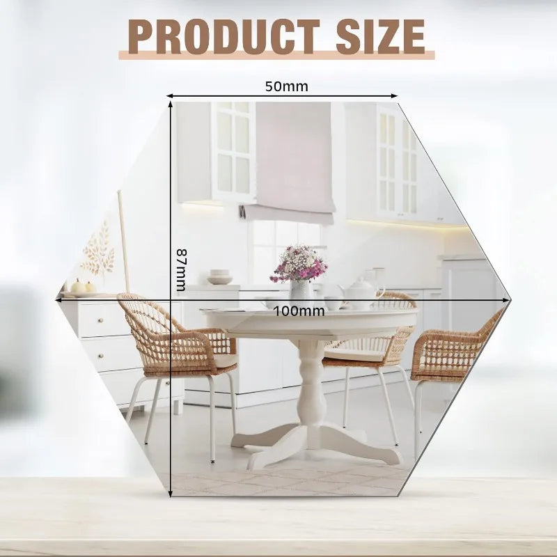 miroirs hexagonnels blancs mat modernes autocollants mur 72 pièces acrylique