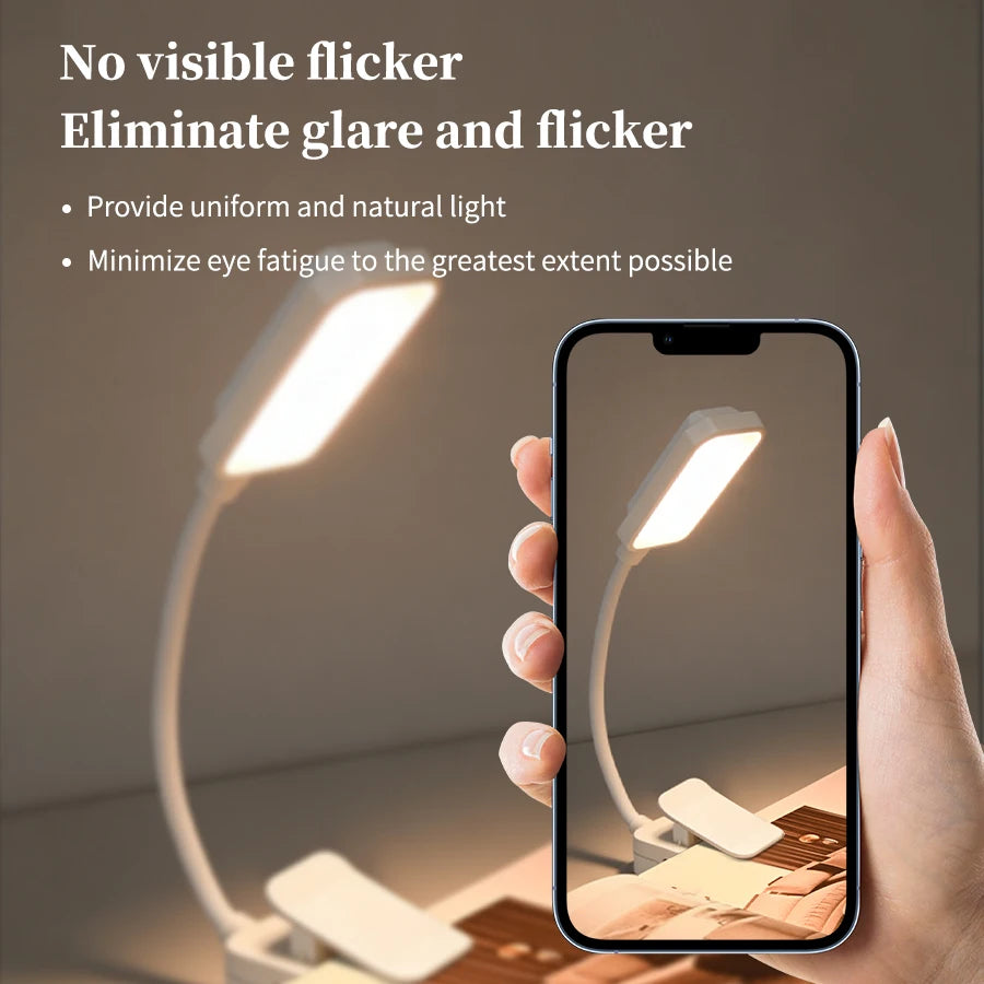 lampe lecture rechargeable led flexible pince blanc moderne nuit table chambre lit livre