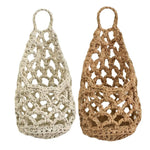 panier suspendu boho panier tissé maille fine plante succulente décoration intérieure anneau bois organisation