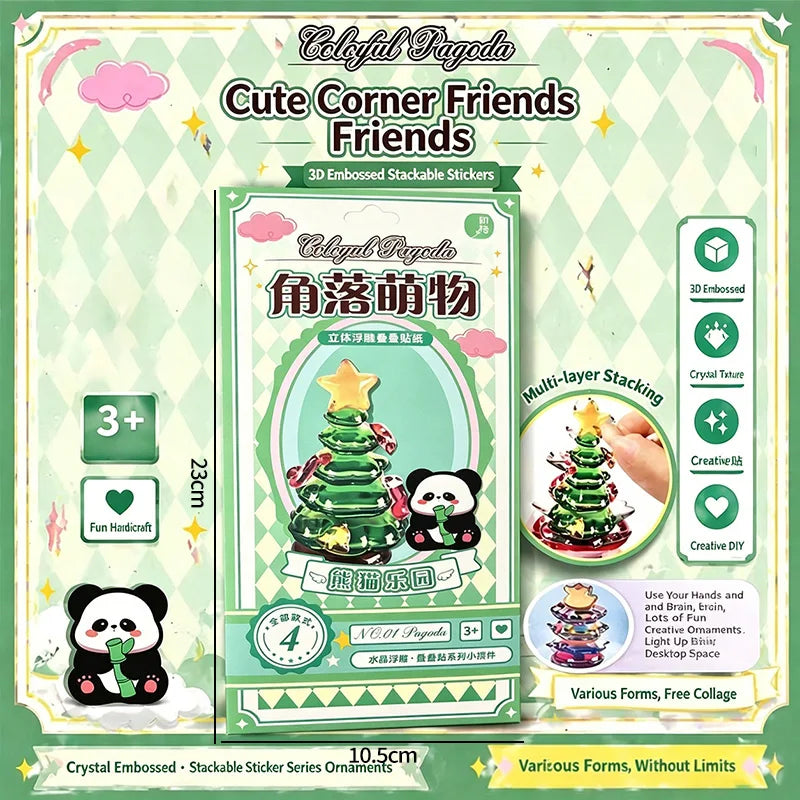 stickers 3d créatifs empilables enfants motifs noël fêtes animaux adhésifs multicolores