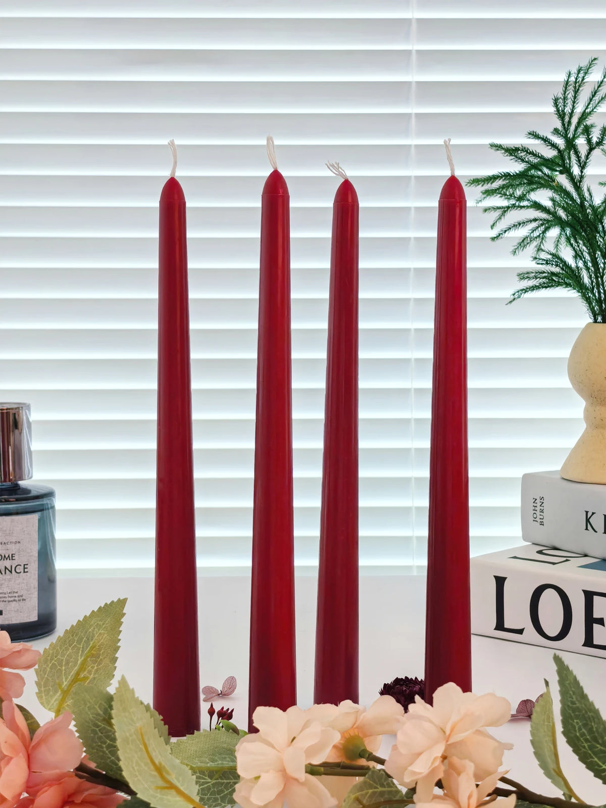 bougies parfumées cire soja rouge formes bâtons aromathérapie sans fumée noire classiques decoration maison