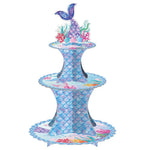supports cupcakes sirène bleu rose anniversaire thème poisson corail festive