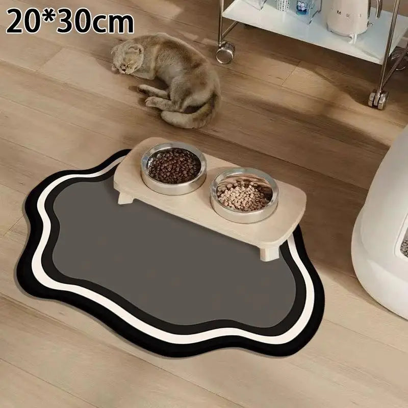tapis absorbant boue diatomées animaux compagnie bol nourriture gris moderne minimaliste adhésif rapide sec