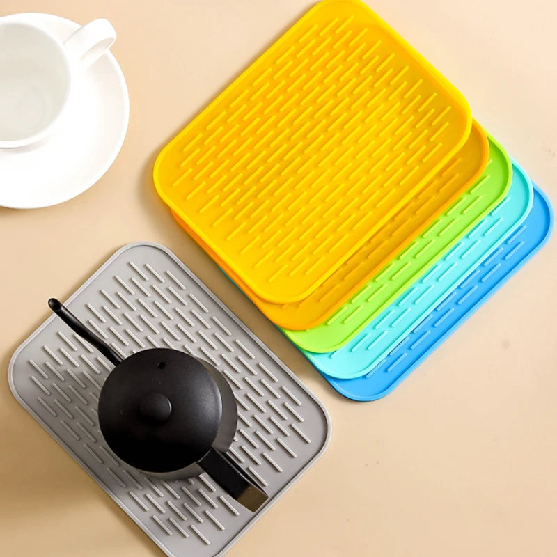 tapis silicone rectangle antiadhésif bleu orange vert jaune utilitaire moderne respectueux environnement