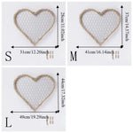 cadre mural tressé rustique boho chic forme cœur naturel clips ruban noir