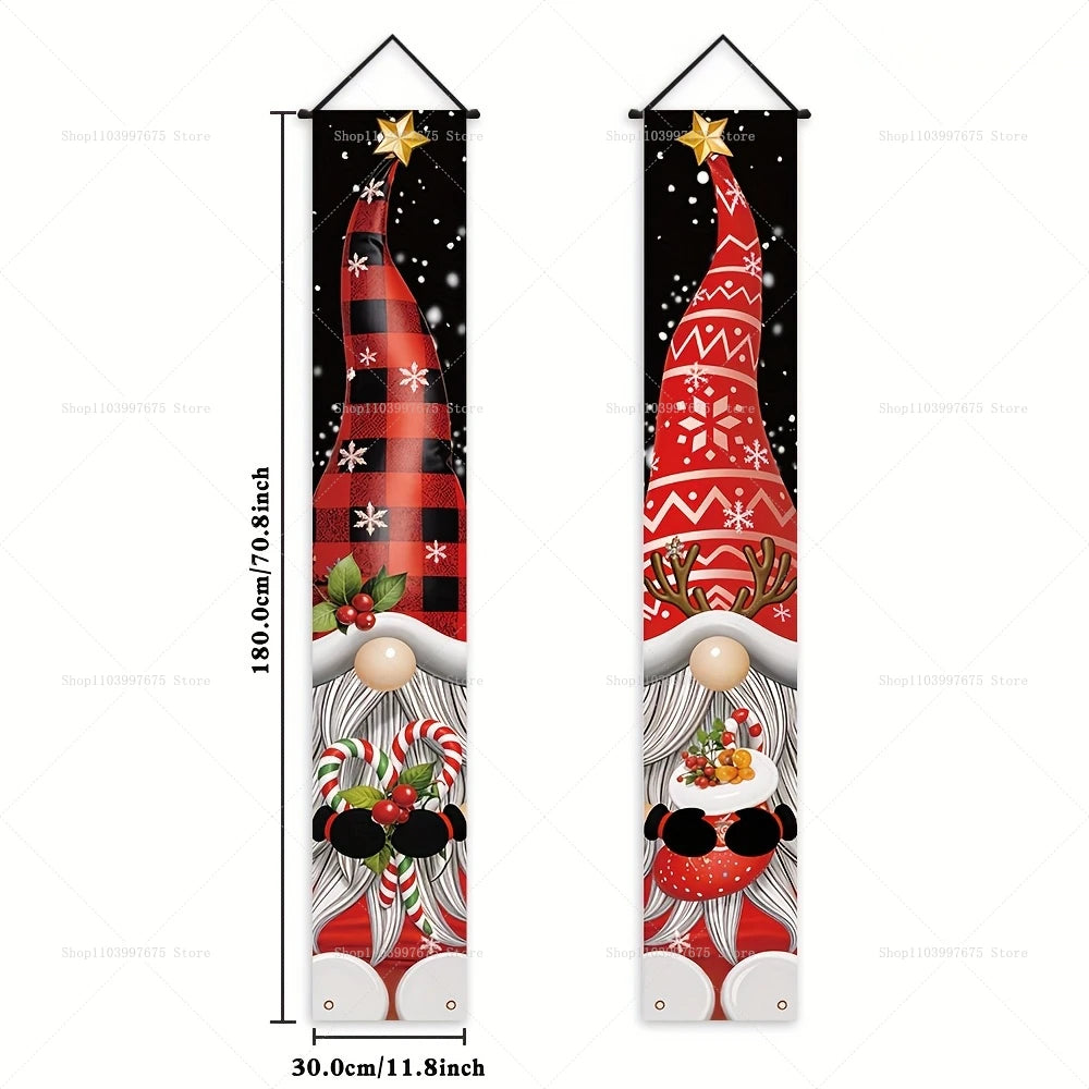 rideau porte noël bonhomme neige rouge noir blanc géométrique crochet 180cm