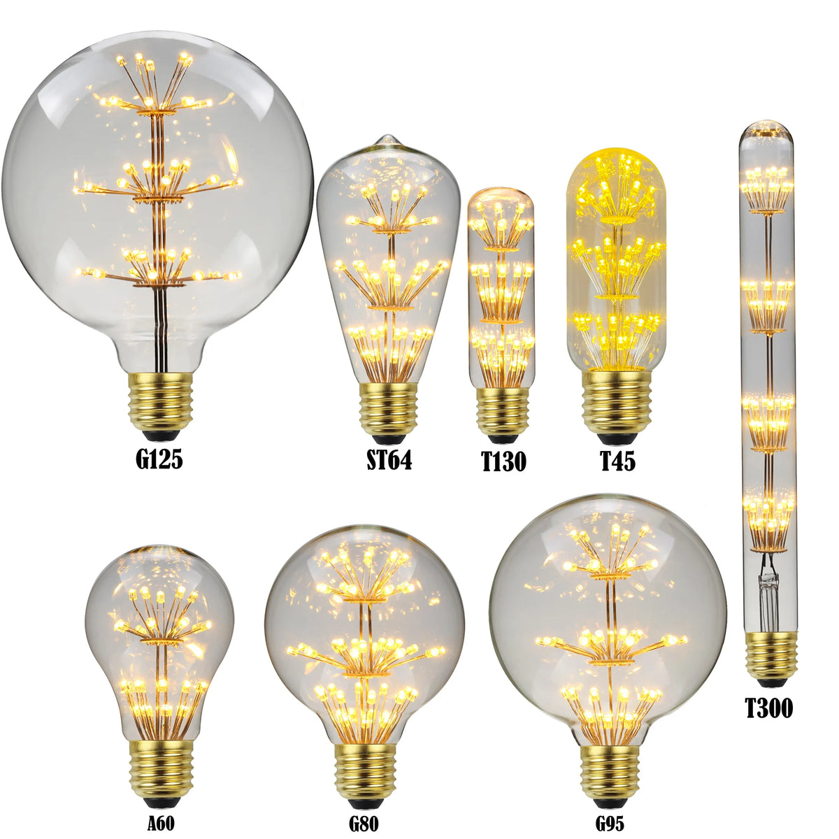 ampoules led décoratives vintage transparentes filament feuilles dorées opalescentes culot e27