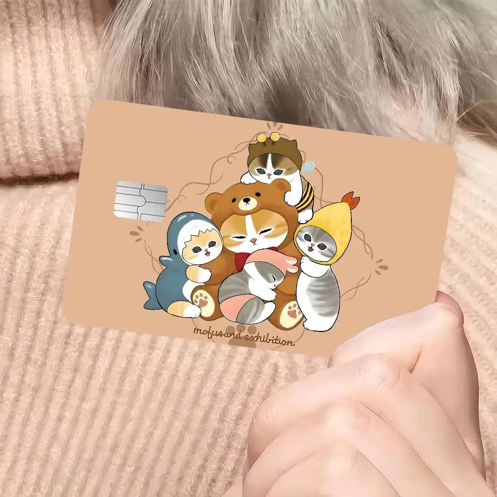 sticker carte crédit dessin animé chats biscuits mofusand waterproo