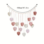guirlande murale boho chic feuilles rose clair tissées artificielles crochets salon chambre