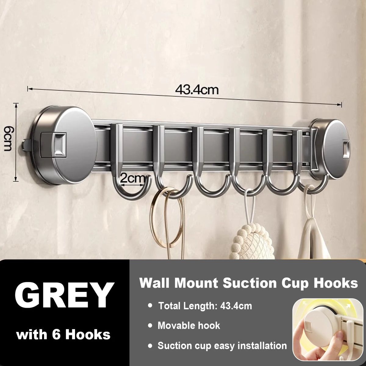 porte serviettes mural gris moderne crochets adhésion ventouse sans perçage