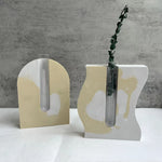supports fleur silicone beige blanc texture marbrée moderne minimaliste tubes essai transparents