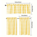 rideau jaune carreaux opacité classique anneaux métalliques fenêtre cuisine moderne polyester