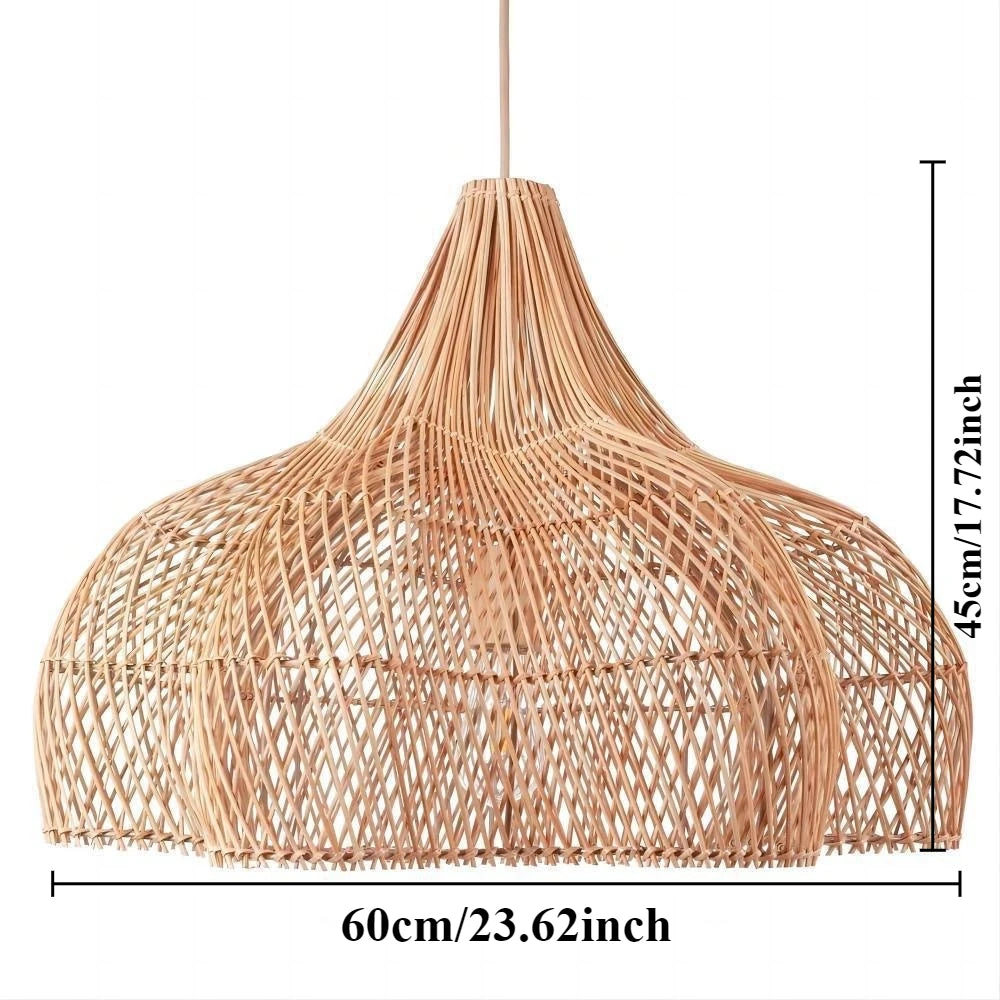 suspension rotin tressé naturel moderne rustique chaîne métallique opacité 60cm chambre restaurant