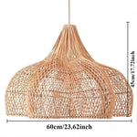 suspension rotin tressé naturel moderne rustique chaîne métallique opacité 60cm chambre restaurant
