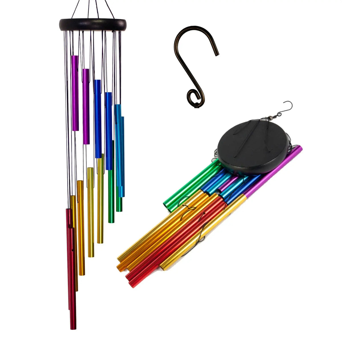 carillon éolien musical multicolore moderne cloches rondes crochet métallique apaisant relaxation méditationextérieurcoration