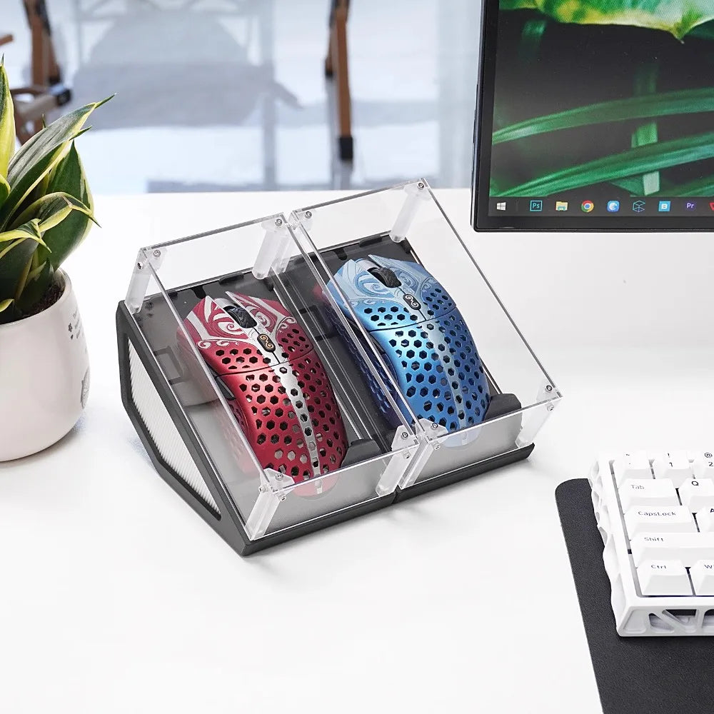 support souris transparent moderne clips ventilation jeu acrylique minimaliste đen trắng