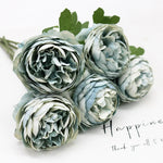 Bouquet artificiel pivoine rose pâle blanc feuilles vertes décoration intérieure romantique 29cm total length