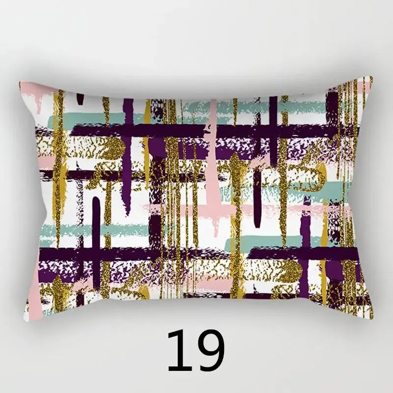 taie d'oreiller rectangulaire 30x50cm housse coussin décoration moderne motif abstrait coton polyester