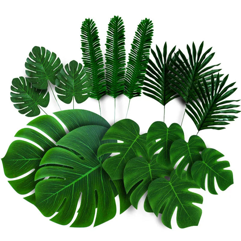 feuilles palmier artificielles vertes décorations tropicales naturelles mariage extérieur jardin fête maison