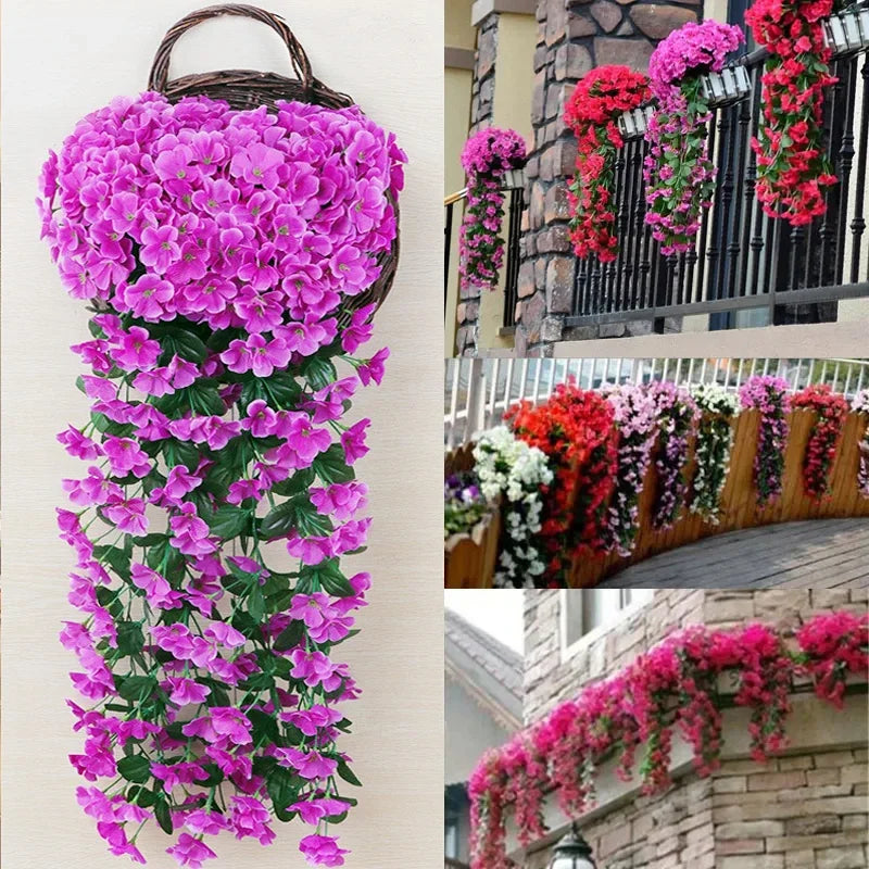 guirlande fleurs artificielles violettes suspendues décoration murale soie mariage fête maison jardin intérieur
