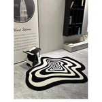 tapis noir blanc rayures moderne salon salle bain imperméable anti dérapant polyester daimwashable