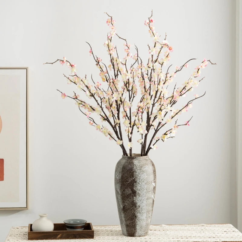 décoration intérieure moderne branche prunier artificielle soie rouge blanche anniversaire mariage