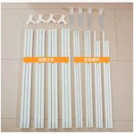 Ensemble de tiges et de supports blancs alignés sur un fond clair, munis d'étiquettes en orange indiquant "Ajout de support" et "Support de support".